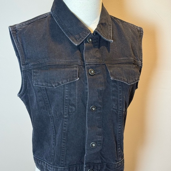 SLVRLAKE Caroline Spread-Collar Black Denim Vest - Size M NWT - Picture 7 of 9